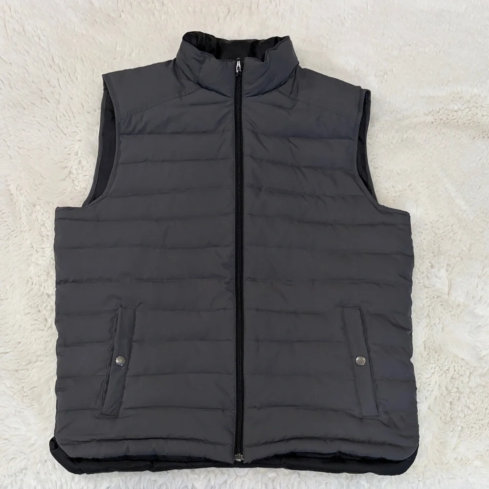 J. Crew Men's Charcoal Quilted Vest,40% feathers,Size M